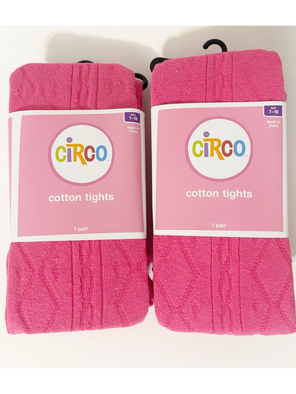 2 Pairs of Circo Girls Cotton Chunky Cable Tights Paradise Pink Size 7-10